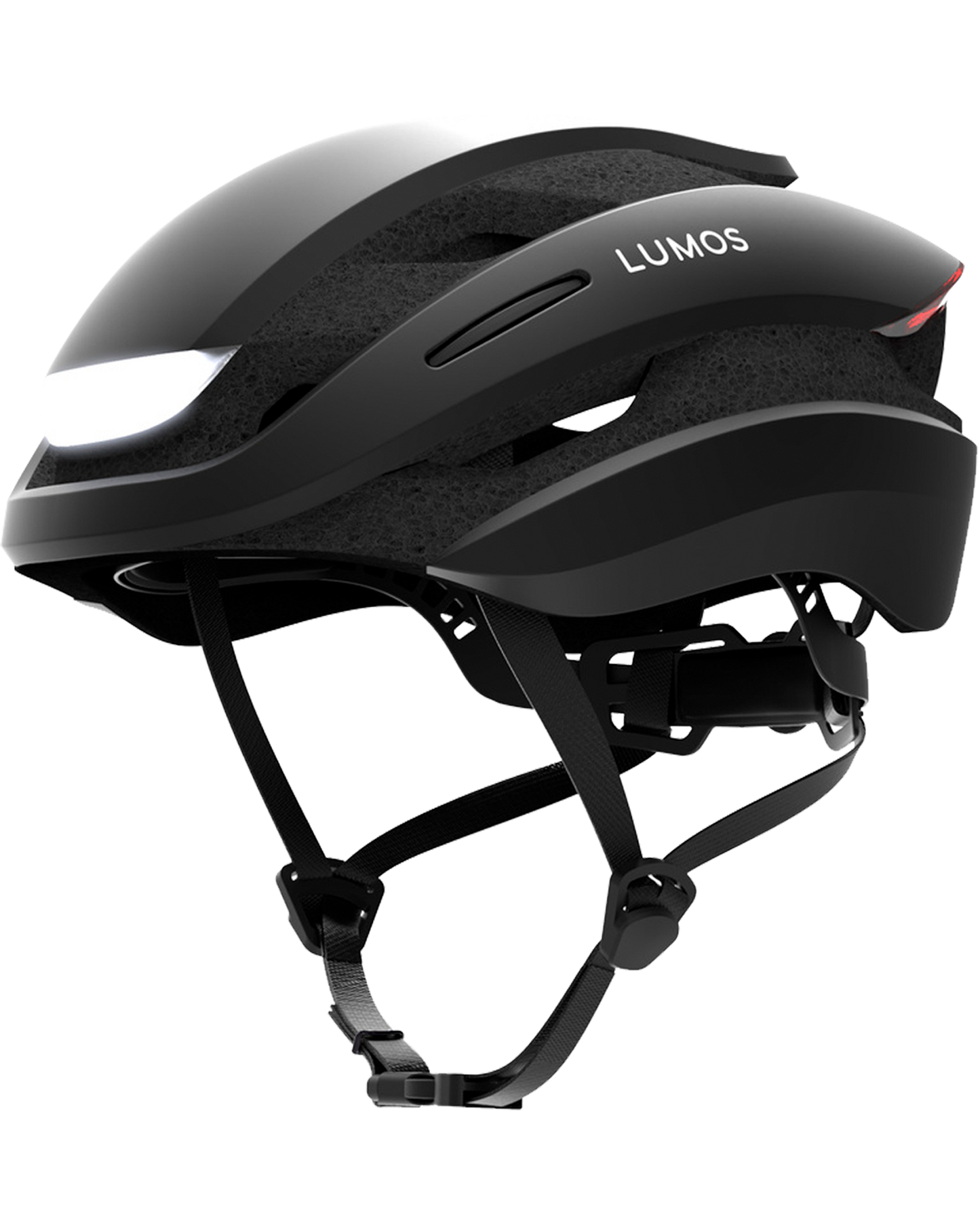 Lumos Ultra helmet for Segway-Ninebot electric kick scooter. Comes with remote control signalling that installs onto the handlebar. Built in lights and signals for enhanced safety and night riding. Protect your head while riding. Helmet in Black. Rechargeable.
