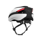 Lumos Ultra helmet for Segway-Ninebot electric kick scooter. Comes with remote control signalling that installs onto the handlebar. Built in lights and signals for enhanced safety and night riding. Protect your head while riding. Helmet in white. Rechargeable.