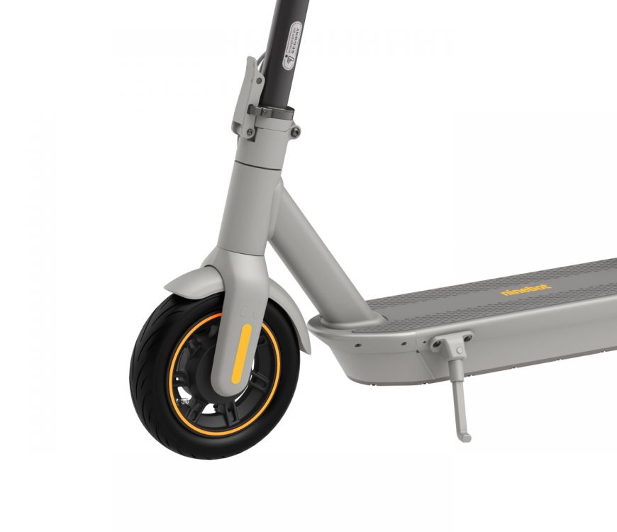 Segway-Ninebot Max G30 LP electric kickscooter - foldable and portable - mid-range model (40km) - light grey - front pneumatic ten inch anti-puncture tire and folding mechanism