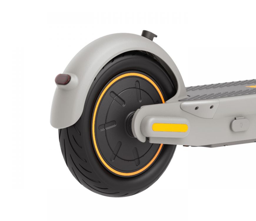 Segway-Ninebot Max G30 LP electric kickscooter - foldable and portable - mid-range model (40km) - light grey - back pneumatic anti-puncture tire with 350W motor. Rear fender with tail light
