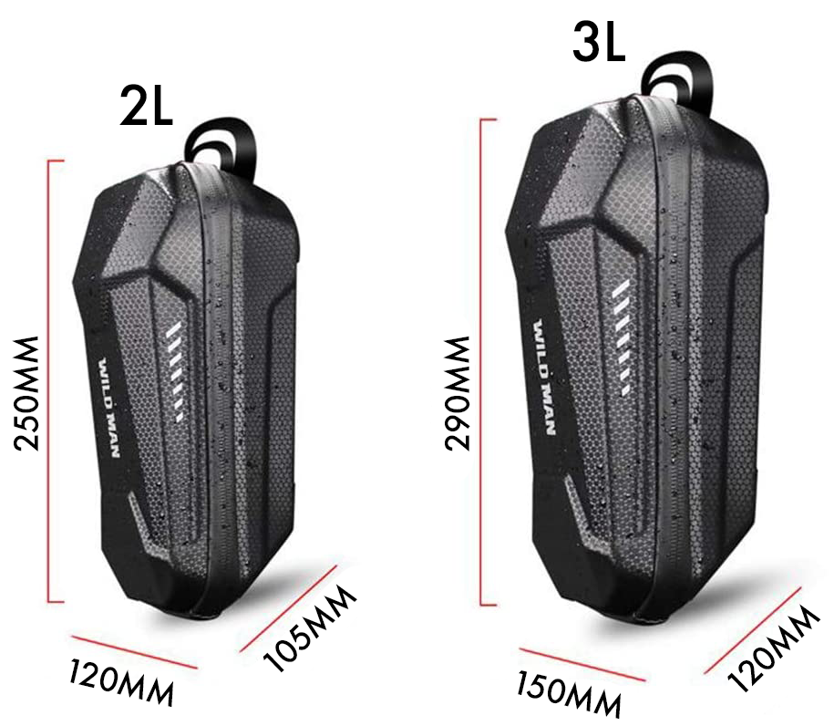 Electric Kick Scooter Storage Bag, Scooter Handlebar Bag, Waterproof Durable EVA Front Hanging Bag for Segway Ninebot ES ES1/ES2/ES3/ES4 Max G30 and LP Fit for Wallet Glass Carrying Charger Tools Repair Tools - two sizes (2L and 3L)
