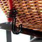Close-up of the trunk for ninebot segway max kickscooter trunk plate. Additional storage using a bungee cord to secure a wicker basket on the trunk plate
