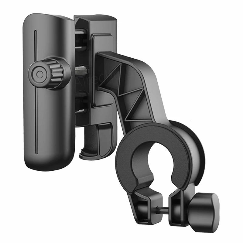 Phone mount for the Segway Ninebot electric kickscooter lineup. Phone holder is black with adjustable knob to fit phones of all sizes.