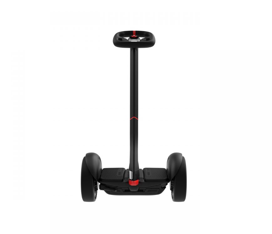 Segway Ninebot S Max self-balancing electric hoverboard scooter with adjustable steering column and steering wheel. Top speed of 20km/h with solid rubber tires. Similar to the Ninebot S and S plus